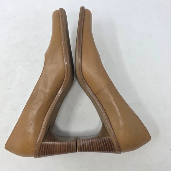 Gianni Bini Leather Block Heel Pumps Women’s 9M Tan Square Toe Slip-On Shoes - Picture 6 of 8